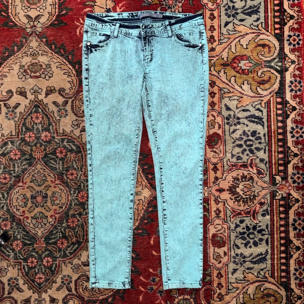 Boom Boom Jeans Skinny Pants Womens 13 Blue Acid Wash Excellent Stretch Denim